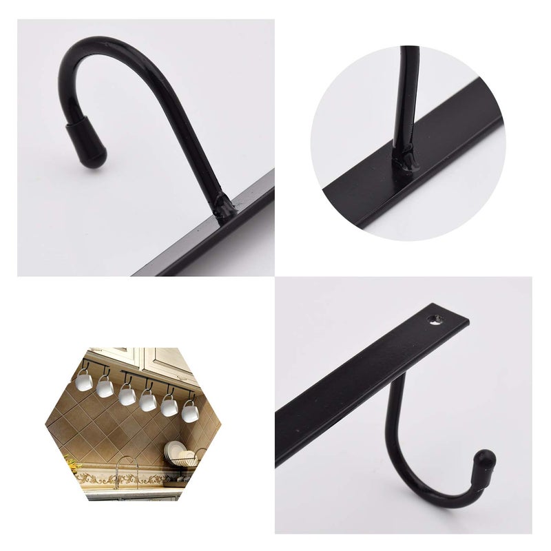 MOCOUM Under Cabinet Metal Mug Holder - Iron Hanging Rack for Coffee Cups and Kitchen Utensils Display (Black, 3) - Image 4